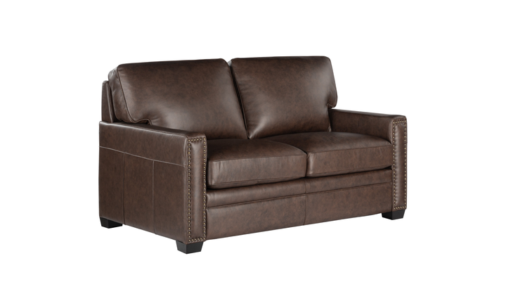 Leather Italia Dalton Leather Loveseat with Nailhead Trim - Jennifer Furniture