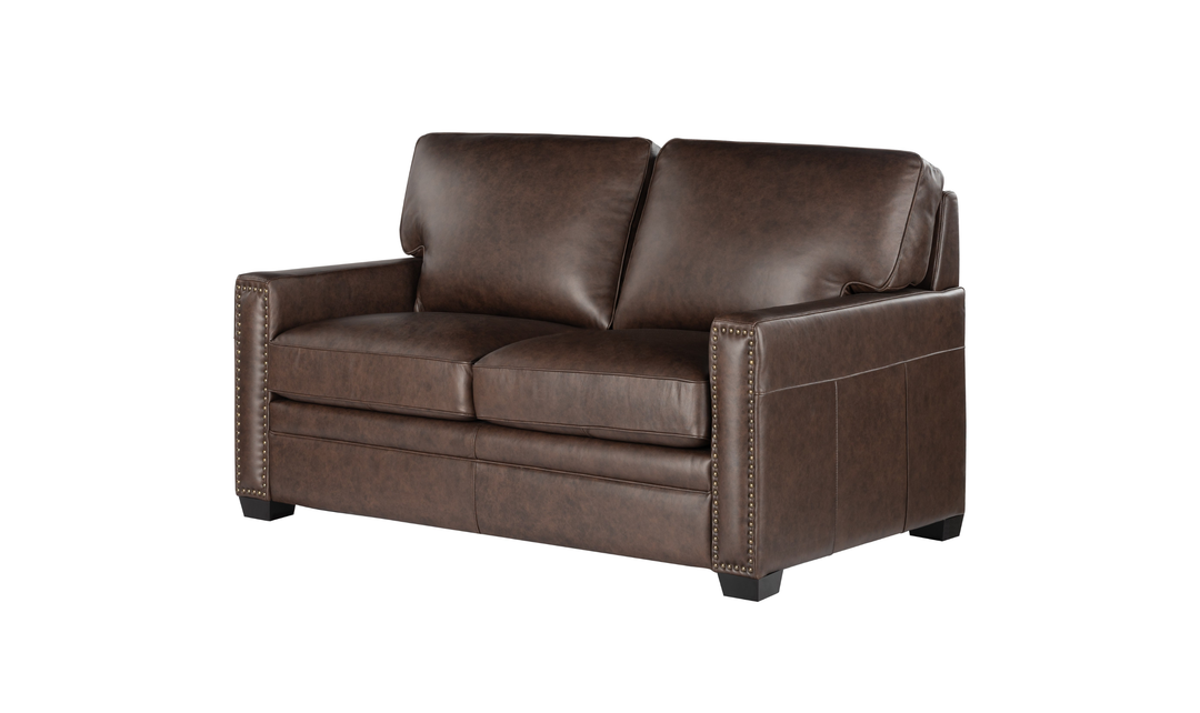 Leather Italia Dalton Leather Loveseat with Nailhead Trim - Jennifer Furniture