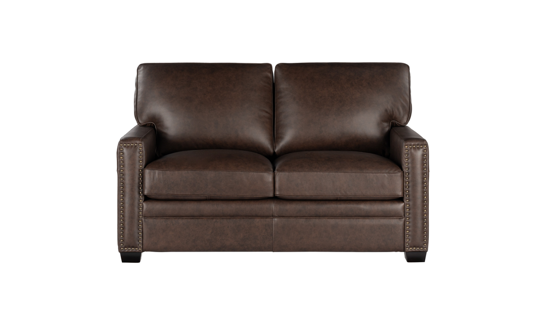 Leather Italia Dalton Leather Loveseat with Nailhead Trim - Jennifer Furniture