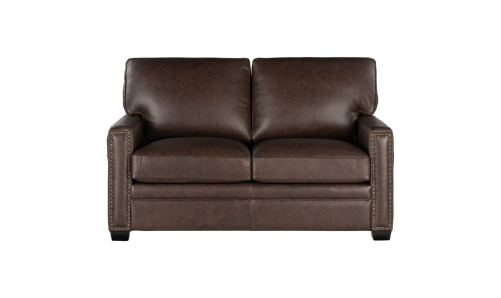 Leather Italia Dalton Leather Loveseat with Nailhead Trim - Jennifer Furniture
