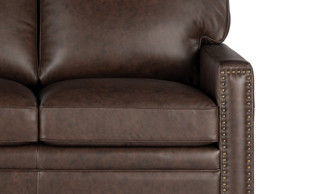 Leather Italia Dalton Leather Loveseat with Nailhead Trim - Jennifer Furniture