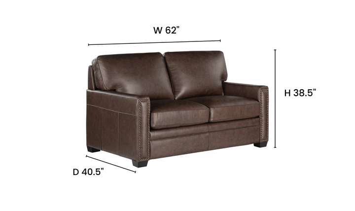 Leather Italia Dalton Leather Loveseat with Nailhead Trim - Jennifer Furniture