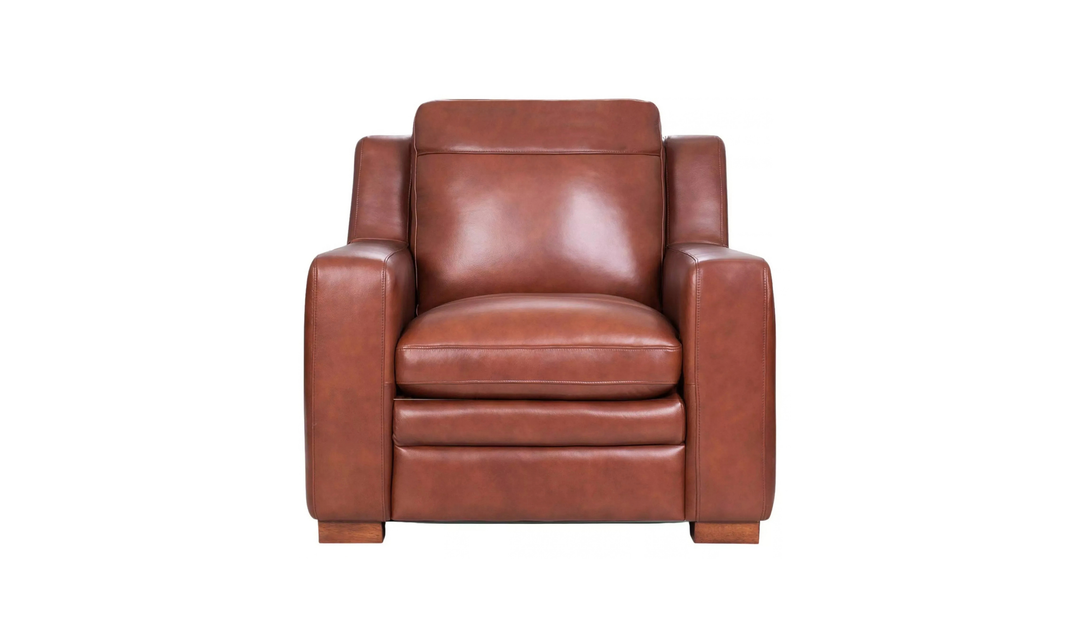 Leather Italia Finnley Brown Auburn Leather Chair With Track Arm-Jennifer