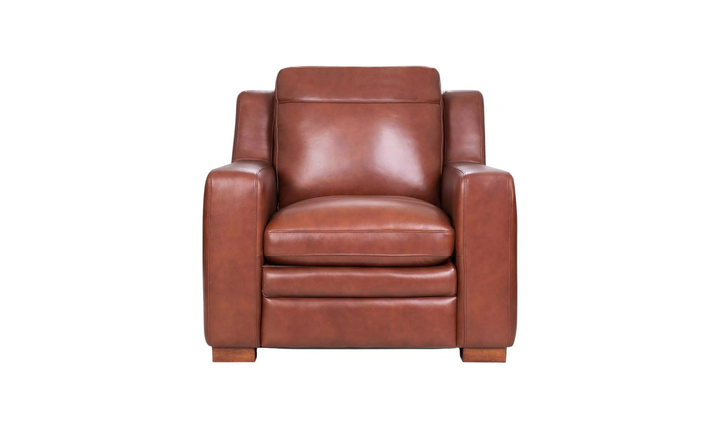 Leather Italia Finnley Brown Auburn Leather Chair With Track Arm-Jennifer