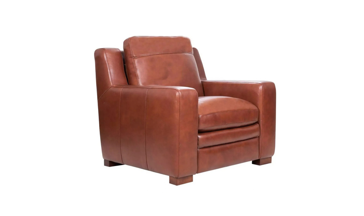 Leather Italia Finnley Brown Auburn Leather Chair With Track Arm-Jennifer
