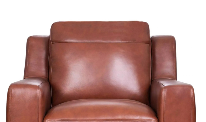 Leather Italia Finnley Brown Auburn Leather Chair With Track Arm-Jennifer