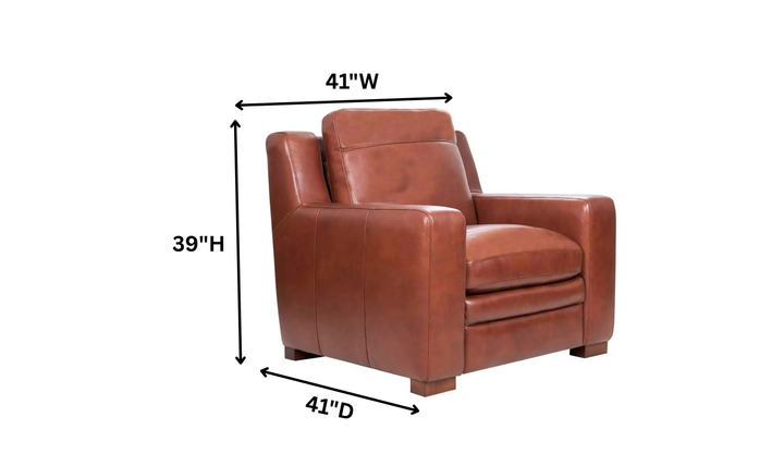 Leather Italia Finnley Brown Auburn Leather Chair With Track Arm-Jennifer
