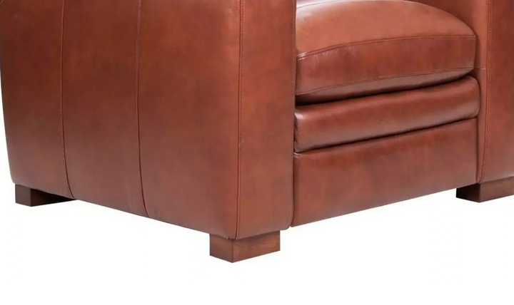 Leather Italia Finnley Brown Auburn Leather Chair With Track Arm-Jennifer