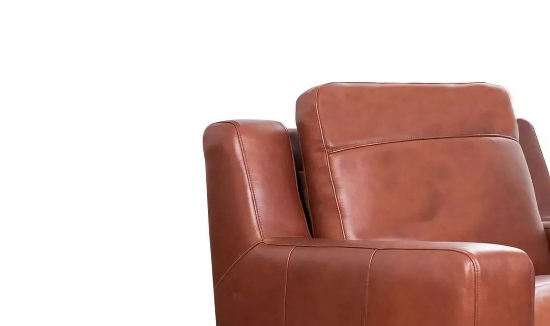 Leather Italia Finnley Brown Auburn Leather Chair With Track Arm-Jennifer