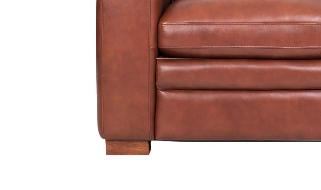 Leather Italia Finnley Brown Auburn Leather Chair With Track Arm-Jennifer