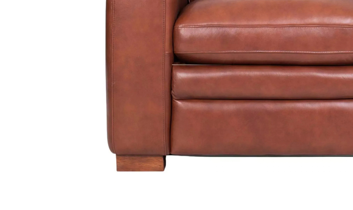 Leather Italia Finnley Brown Auburn Leather Chair With Track Arm-Jennifer