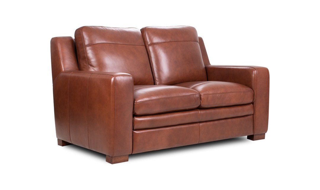 Leather Italia Finnley Brown Leather Loveseat With Track Arm