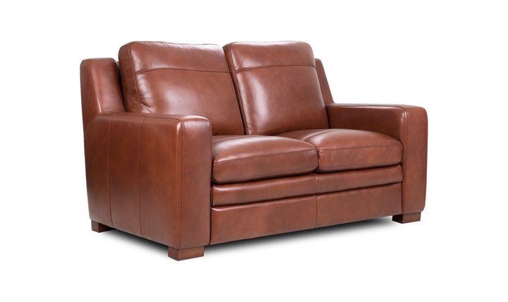 Leather Italia Finnley Brown Leather Loveseat With Track Arm
