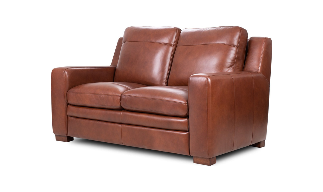 Leather Italia Finnley Brown Leather Loveseat With Track Arm