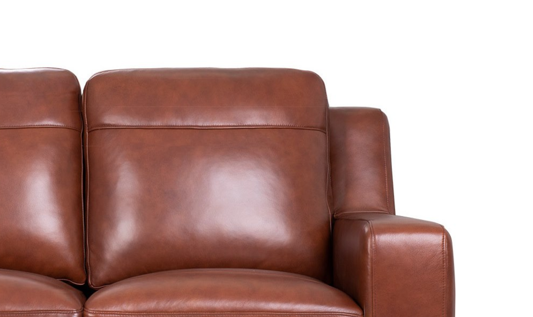 Leather Italia Finnley Brown Auburn Leather Loveseat With Track Arm-Jennifer Furniture
