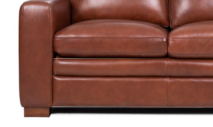 Leather Italia Finnley Brown Leather Loveseat With Track Arm