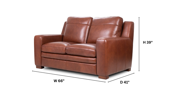 Leather Italia Finnley Brown Leather Loveseat With Track Arm