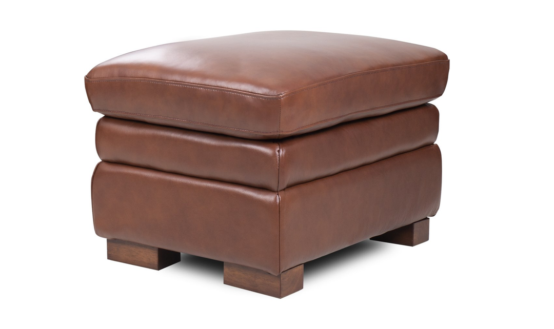 Leather Italia Finnley Brown Auburn Leather Ottoman