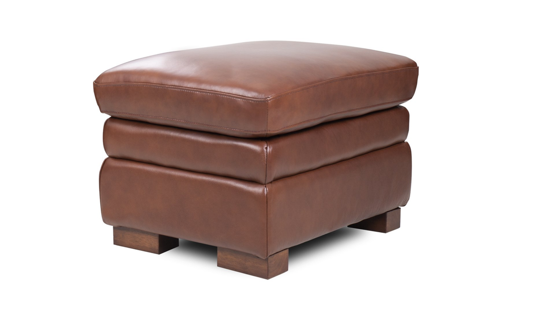 Leather Italia Finnley Brown Auburn Leather Ottoman