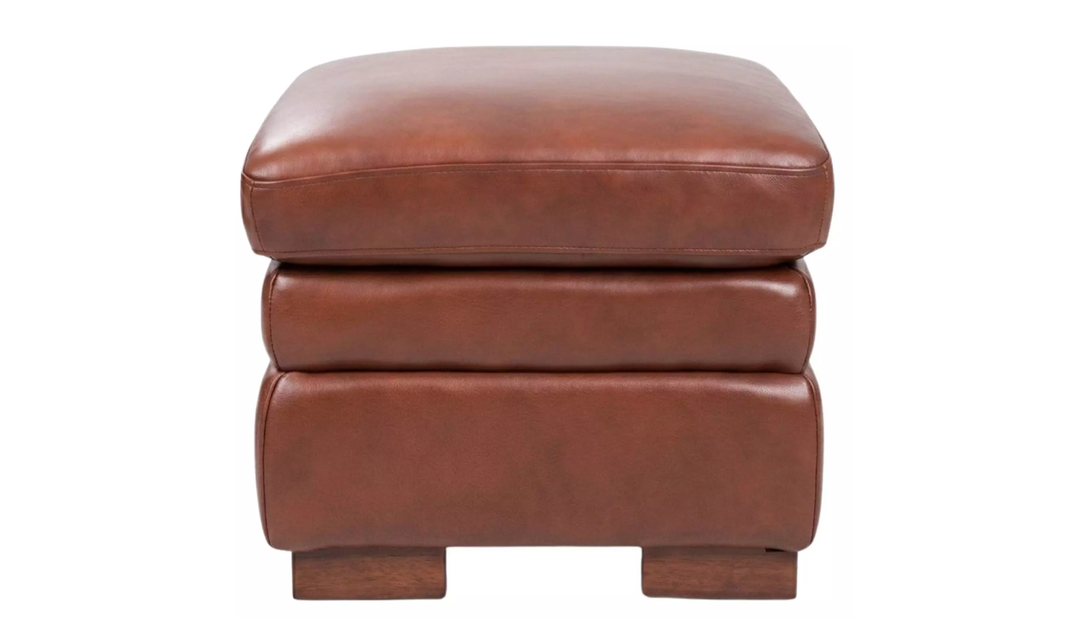 Leather Italia Finnley Brown Auburn Leather Ottoman
