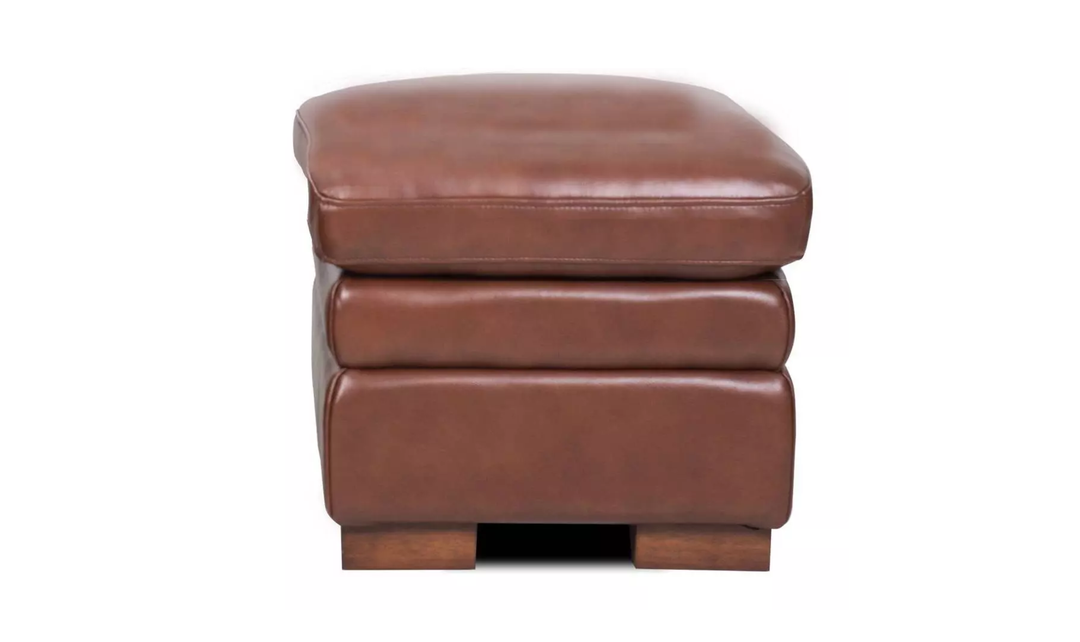 Leather Italia Finnley Brown Auburn Leather Ottoman