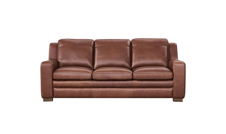 Leather Italia Finnley Brown Auburn Leather Sofa With Track Arm - Jennifer Furniture