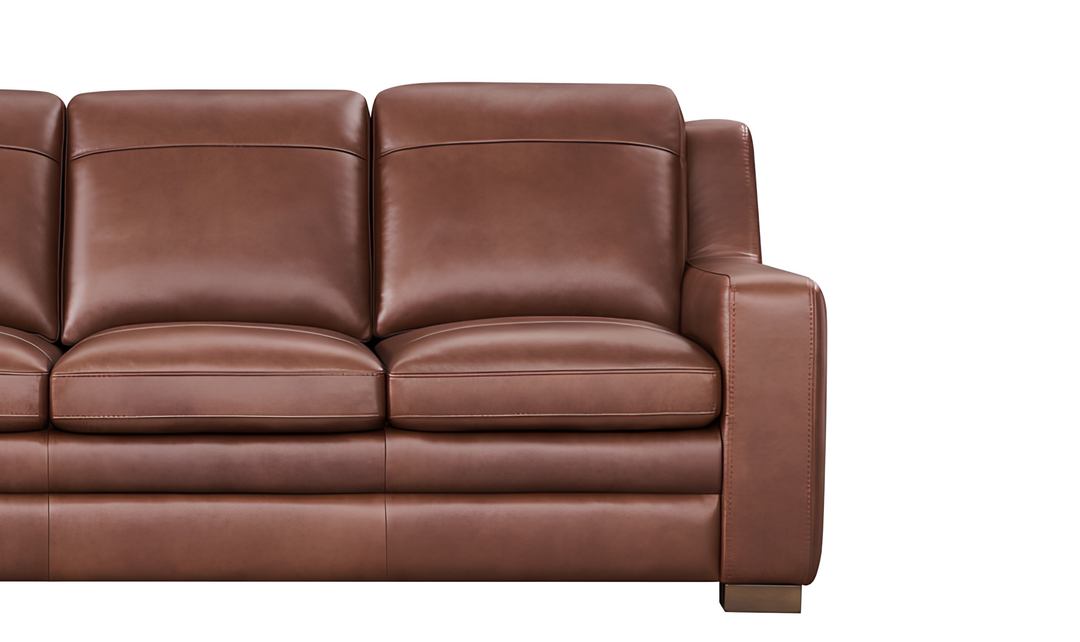 Leather Italia Finnley Brown Auburn Leather Sofa With Track Arm - Jennifer Furniture
