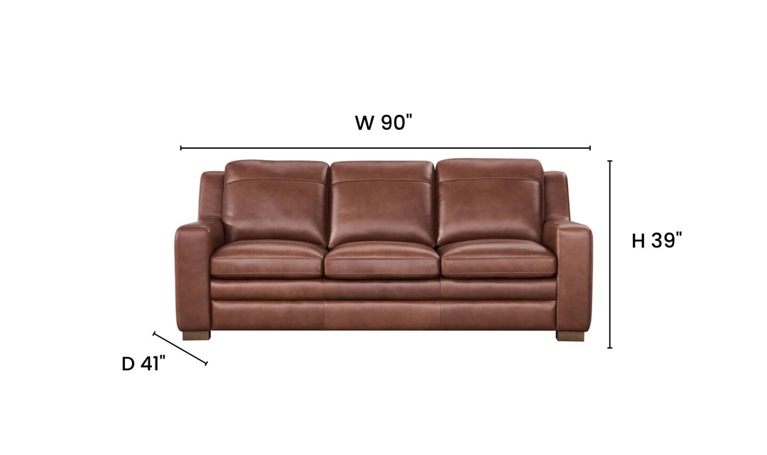 Leather Italia Finnley Brown Auburn Leather Sofa With Track Arm - Jennifer Furniture