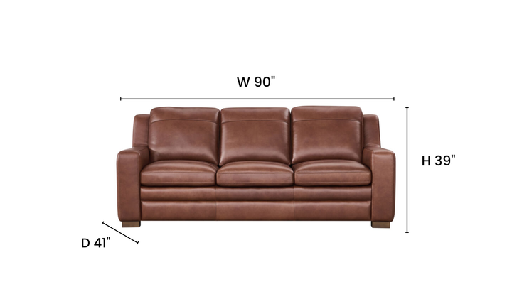 Leather Italia Finnley Brown Auburn Leather Sofa With Track Arm - Jennifer Furniture
