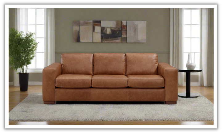 Leather Italia Inglewood 3-Seater Queen Sleeper Sofa In Vintage Brown Derby-jennifer furniture