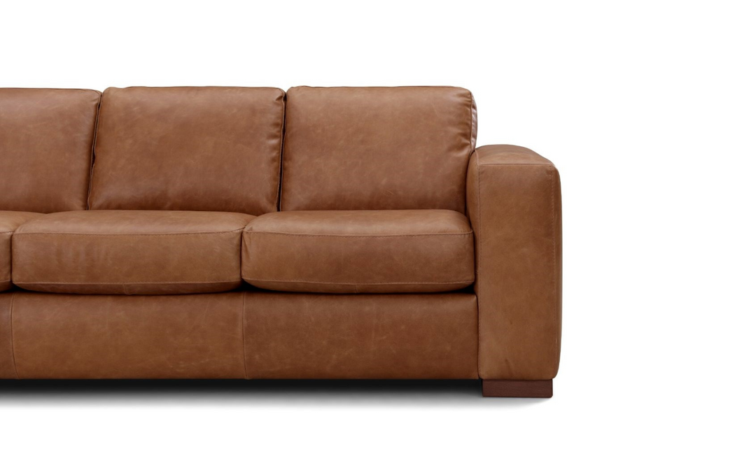 Leather Italia Inglewood 3-Seater Queen Sleeper Sofa In Vintage Brown Derby