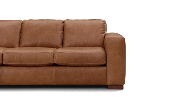 Leather Italia Inglewood 3-Seater Queen Sleeper Sofa In Vintage Brown Derby