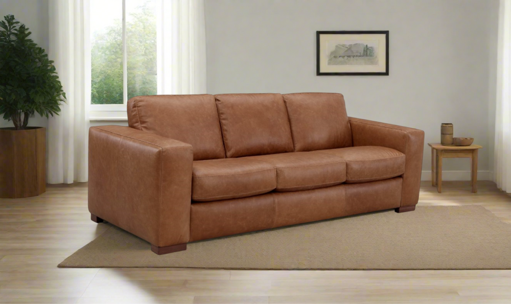 Leather Italia Inglewood 3-Seater Queen Sleeper Sofa In Vintage Brown Derby-jennifer furniture