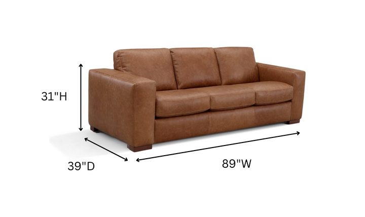 Leather Italia Inglewood 3-Seater Queen Sleeper Sofa In Vintage Brown Derby