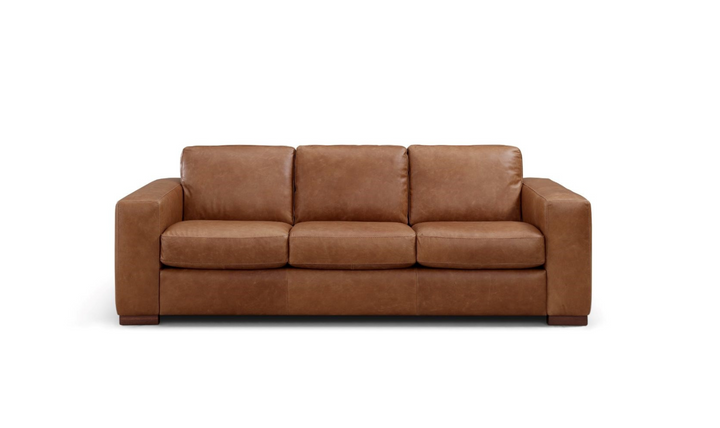 Leather Italia Inglewood 3-Seater Queen Sleeper Sofa In Vintage Brown Derby