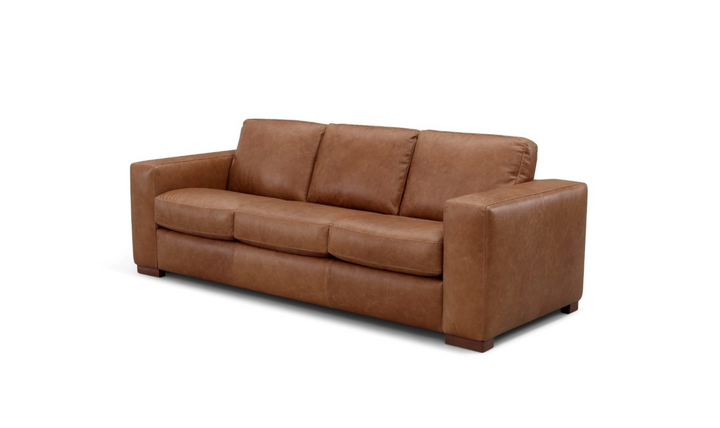 Leather Italia Inglewood 3-Seater Queen Sleeper Sofa In Vintage Brown Derby
