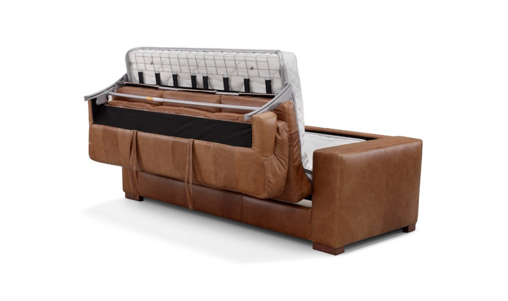 Leather Italia Inglewood 3-Seater Queen Sleeper Sofa In Vintage Brown Derby
