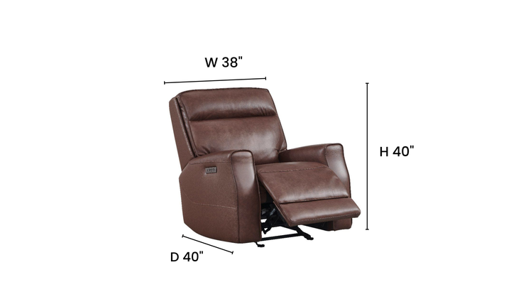 Leather Italia Sydney Brown Heritage Leather Power Glider Recliner - Jennifer Furniture