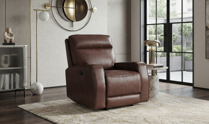 Leather Italia Sydney Brown Heritage Leather Power Glider Recliner - Jennifer Furniture