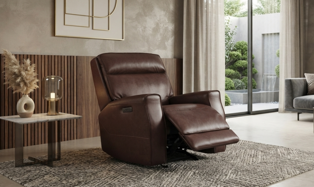 Leather Italia Sydney Brown Heritage Leather Power Glider Recliner - Jennifer Furniture