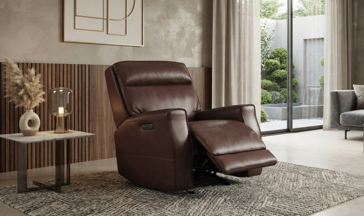 Leather Italia Sydney Brown Heritage Leather Power Glider Recliner - Jennifer Furniture