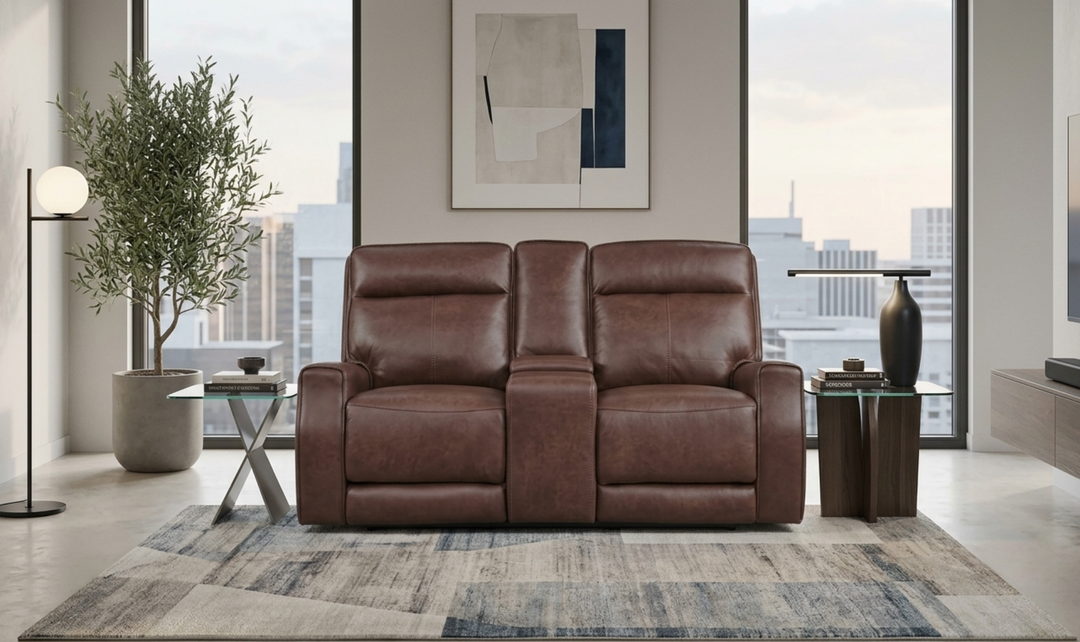 Leather Italia Sydney Leather Zero Gravity Power Reclining Loveseat with Console-Jennifer