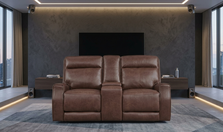 Leather Italia Sydney Leather Zero Gravity Power Reclining Loveseat with Console-Jennifer