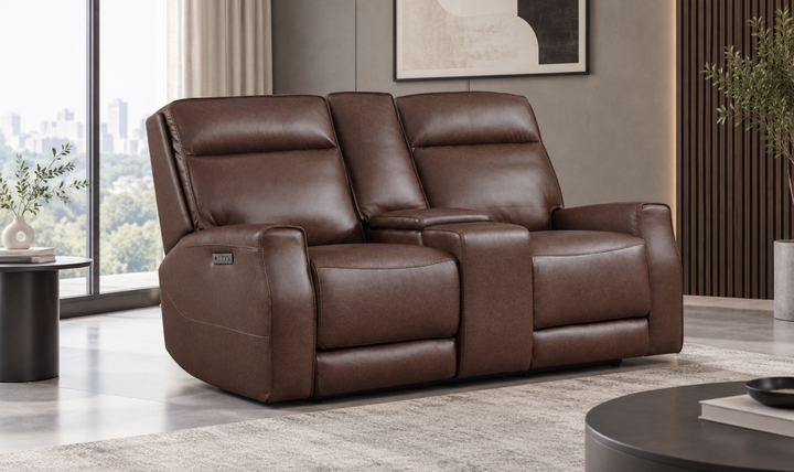 Leather Italia Sydney Leather Zero Gravity Power Reclining Loveseat with Console-Jennifer