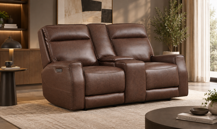 Leather Italia Sydney Leather Zero Gravity Power Reclining Loveseat with Console-Jennifer