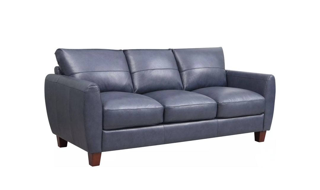 Leather Italia Traverse 3-Seater Blue Leather Sofa - Jennifer Furniture