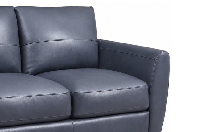 Leather Italia Traverse Traditional Loveseat in Blue Leather - Jennifer Furniture