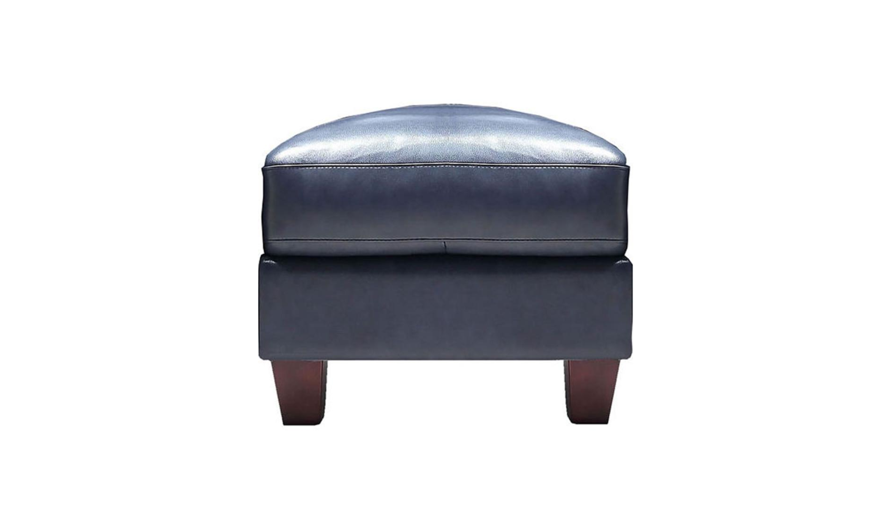 Leather Italia Traverse Grain Leather Ottoman in Blue- Jennifer Furniture