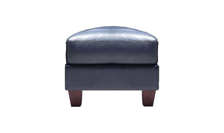 Leather Italia Traverse Grain Leather Ottoman in Blue- Jennifer Furniture