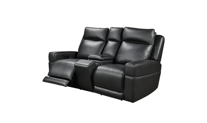 Leather Italia Valley Leather Zero Gravity Power Reclining Loveseat with Console - Jennifer Furniture